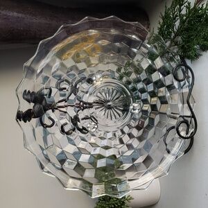 Vintage Fostoria American Clear Glass Footed Cake Stand/ Serving Platter.